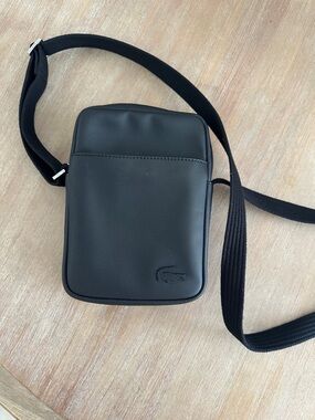 Lacoste Black Textured Belt Bag for Men